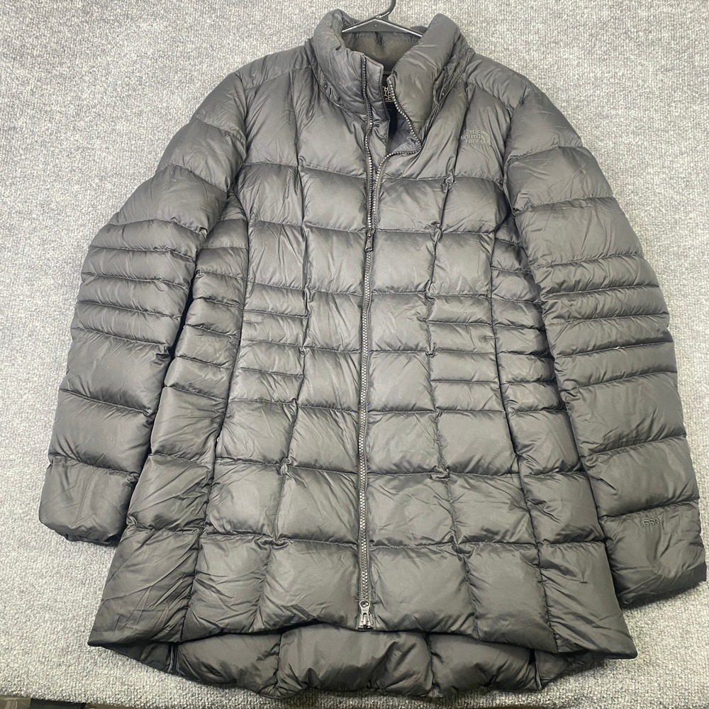 The North Face Womens 550 Down Puffer Jacket Black Quilted Parka Large